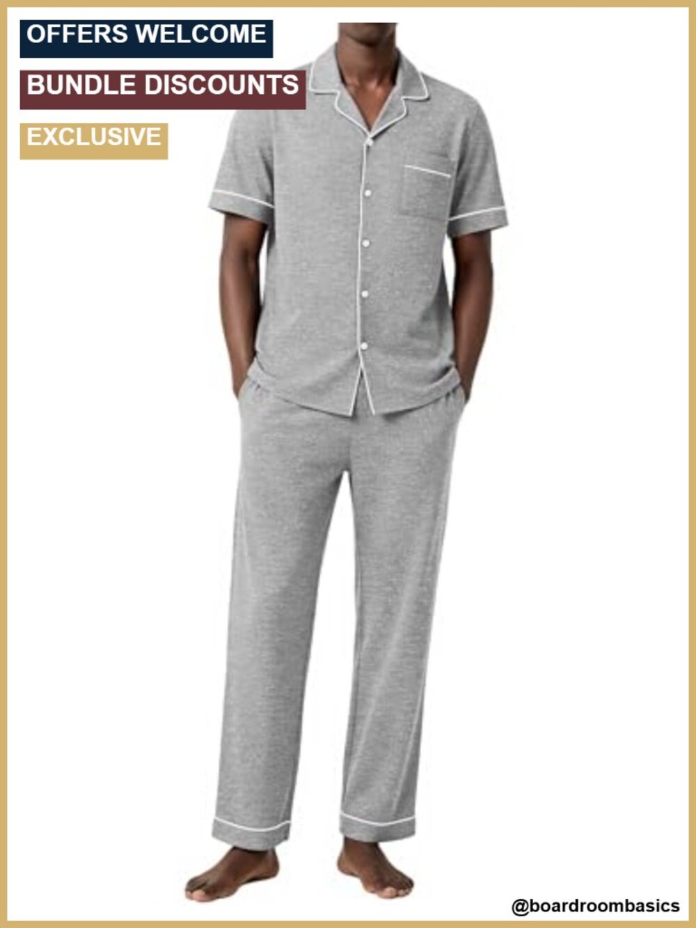 Ekouaer Men's Cotton Pajama Set Short Sleeve Button Down Sleepwear Pjs